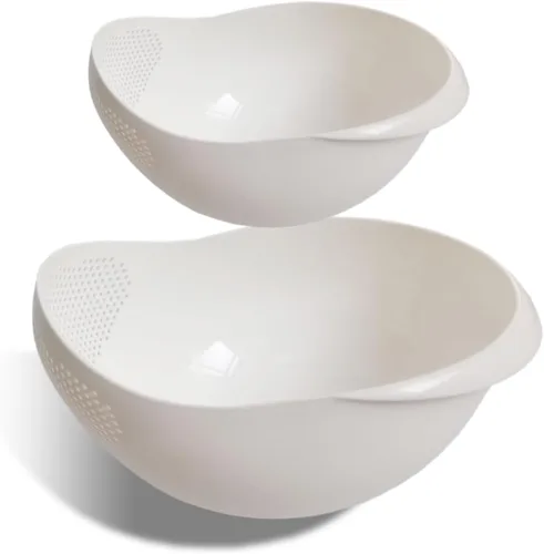 Vista 12 de Colador de arroz 2 en 1, cesta de filtro de limpieza de verduras y frutas, 2 piezas resistentes y fáciles de usar accesorios de herramientas de Azul