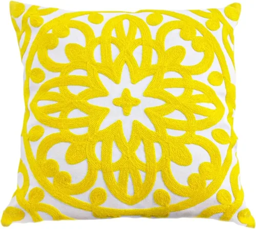 Vista 41 de Alysheer Funda de almohada decorativa bordada de 18 x 18 pulgadas, acogedora y fresca funda de cojín bohemia con diseño de mandala chic de punto