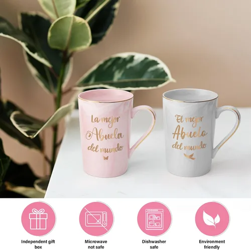 Vista 5 de Maustic Abuela Abuelo Regalos en español, Las Mejores Tazas de Café de Abuela y Abuelo, Tazas de Café de la Mejor Abuela y Abuelo del Mundo, Regalos