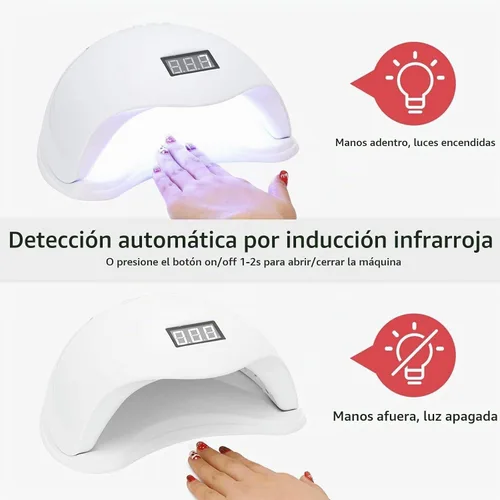 Vista 3 de Lámpara LED de uñas, secador de uñas de gel de 48 W, secado de esmalte de uñas, luz LED UV con 4 temporizadores, sensor automático, pantalla LCD