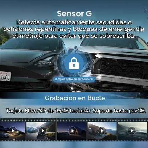 Vista 7 de Miofive Dash Cam - Cámara delantera y trasera para automóvil, 4K+4K, WiFi, Bluetooth, con tarjeta SD de 64 GB, cámara dual para auto con monitoreo