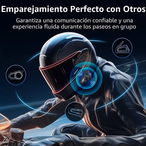 Vista 5 de JESIMAIK Auriculares Bluetooth para Casco de Motocicleta, Sistema de Comunicación de Casco de 2KM de 10 Vías, Intercomunicador de Audio Multitarea