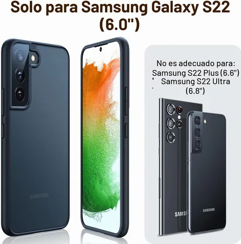 Vista 6 de Torras - Funda a prueba de golpes para Galaxy S22, [probada contra caídas de grado militar]. Parte trasera dura y translúcida mate y bordes suaves