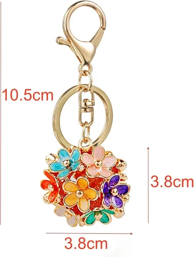 Vista 5 de Axmerdal - Llavero creativo con diseño de flores, llavero de coche, colgante para colgar en el bolso, bolso colgante para niña, mujer y mujer, Multi