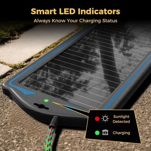 Vista 5 de SUNAPEX Carga de batería solar de 12 V: kit de panel solar portátil impermeable – Cargador de goteo de mantenimiento de batería – con controlador