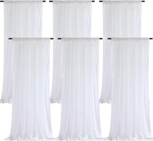 Vista 70 de B-COOL Cortinas de Fondo de Lentejuelas Azul Bebé 2 Piezas 2ftx8ft Fotografía para Fiestas Fondo Brillante Cortinas para Prom Bodas Baby Shower