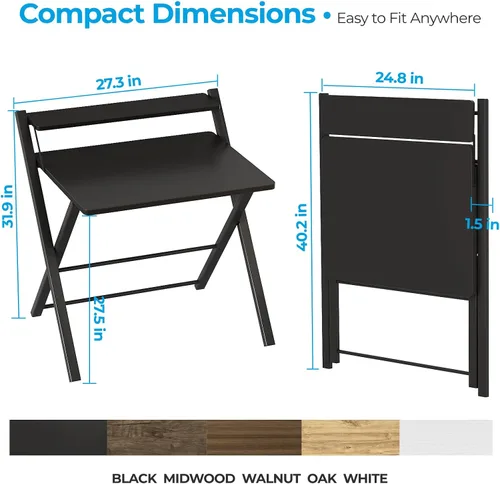 Vista 3 de GreenForest Escritorio plegable sin montaje, escritorio resistente para computadora para espacios pequeños Portable Foldable Table for Laptop