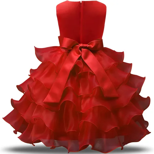 Vista 2 de NNJXD - Vestido de niña con volados y encaje, para fiesta o boda