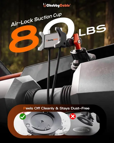 Vista 4 de Chubbycable - Soporte para teléfono de coche con ventosa, cabeza de abrazadera 360° adjustable magnetic head with a durable metal body and strong