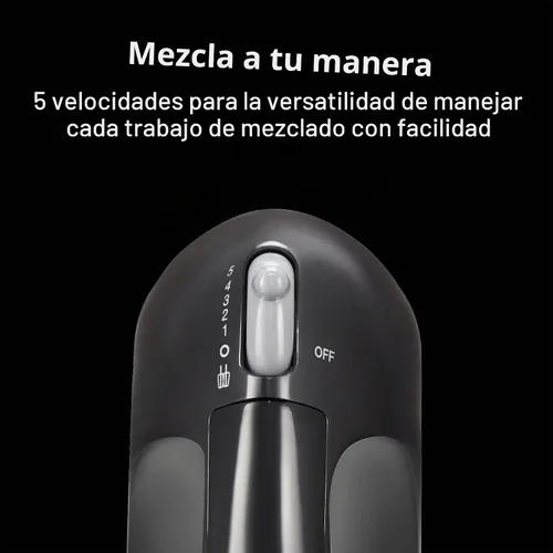 Vista 2 de Batidora de mano 62507 de Proctor Silex con 5 velocidades, color negro, Negro Compacto y ligero 100 vatios de potencia máxima Negro 62507PS