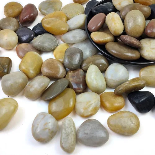 Vista 7 de Piedras de jade de 2 libras para plantas de interior, piedras pulidas naturales de 0.7 a 1.2 pulgadas, rocas decorativas de río para suculentas