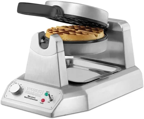 Vista 7 de Waring Commercial WW180X waflera belga simple de resistencia alta, placas antiadherentes recubiertas, produce 25 waffles por hora, 120V, 1200W