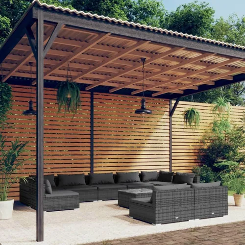 Vista 99 de Sofá de 3 plazas con cojines de ratán de poliéster marrón, juego de muebles de patio al aire libre con 3 sofás centrales para patio trasero, jardín