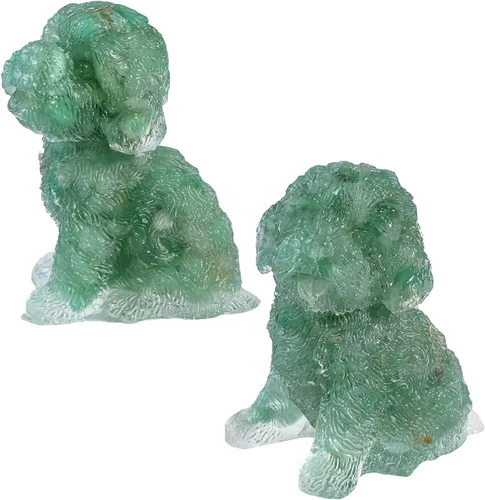 Vista 15 de SUNYIK Paquete de 2 estatuas de cristal de resina para perro, estatua de animales de piedra curativa, decoración de hogar y oficina para mediación