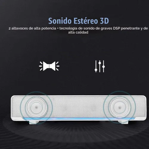 Vista 6 de Barra de sonido, altavoces profesionales de computadora multifunción estéreo envolvente sonido de graves profundos USB con cable