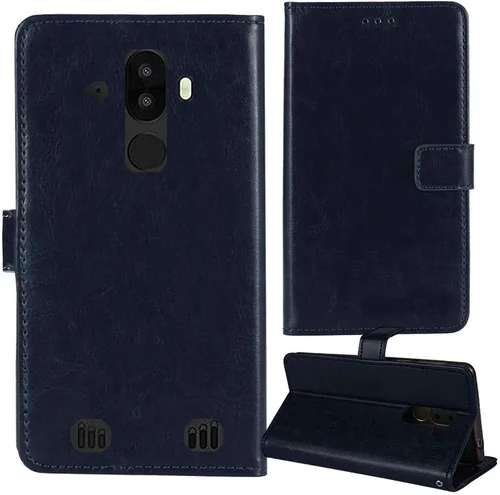 Vista 8 de Stand Premium Retro Business Flip Funda de cuero protector parachoques para BLU Tank Xtreme 5.5 "protección teléfono cubierta piel folio libro Negro