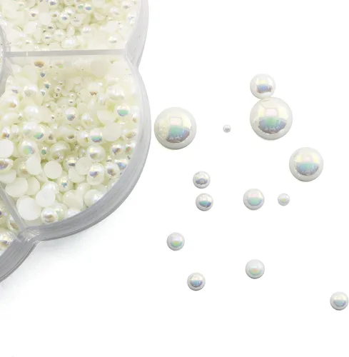 Vista 5 de Tegg Half Pearl - 2800 cuentas sueltas redondas de 7 tamaños para manualidades de bricolaje