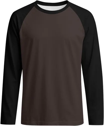 Vista 3 de Camisas de manga larga para hombre, camiseta casual de cuello redondo, suave, elástica, M-3XL