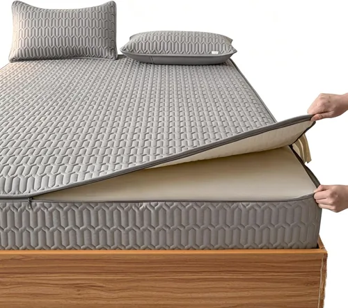 Vista 15 de Mattress Protector Zipper Closure Cover, Six-Sided Mattress Encasement Quilted for Home Hotel Bedroom Dormitory, Machine Washable Blanco