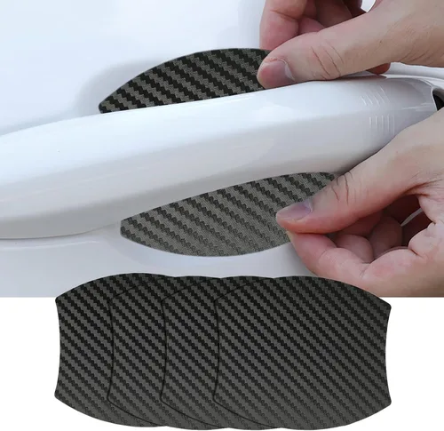 Vista 6 de kingsea 4 protectores de arañazos para manija de puerta de automóvil, textura magnética extraíble de fibra de carbono 3D, textura de fibra