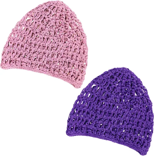Vista 11 de Geyoga 2 piezas de malla de ganchillo para el pelo de rayón tejido de red de redecilla cubierta de ganchillo gorras de ducha sombrero de dormir