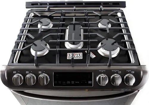 Vista 3 de StoveGuard Modelo # LTG4715BD, hecha en Estados Unidos, cubierta de estufa de corte de precisión diseñada a medida para estufa de gas, compatible