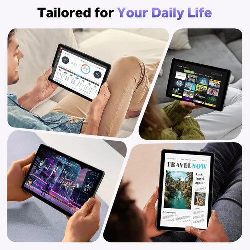 Vista 8 de Tablet de 10 pulgadas, tabletas Android 15 con funda, 18 GB de RAM + 128 GB de ROM (expandir a 1 TB), Octa-Core, pantalla táctil IPS HD de 1280 x