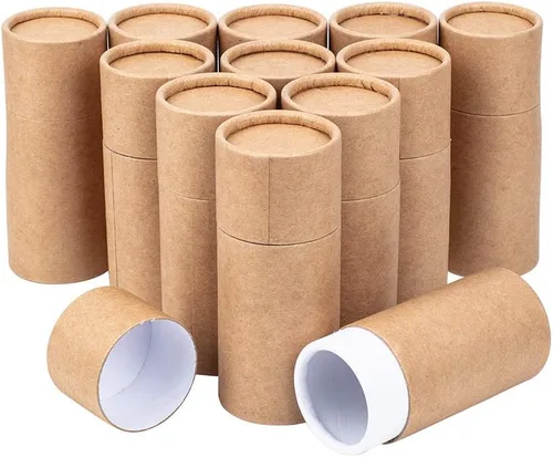 Vista 8 de BENECREAT 12 tubos de cartón Kraft BurlyWood de 0.3 fl oz, recipientes redondos de cartón, tubos de bálsamo labial, tubos de cartón para lápices