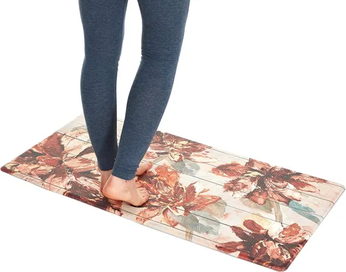 Vista 6 de J&V TEXTILES Tapete de cocina antifatiga para piso, alfombra corredor de cocina acolchada con temática en relieve, antideslizante, fácil de limpiar