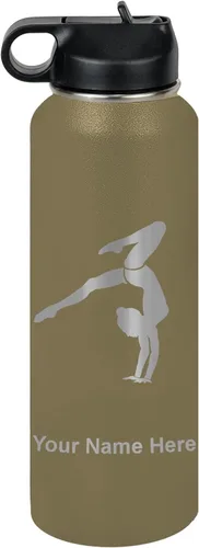 Vista 68 de LaserGram Botella de agua personalizada, soporte de mano de gimnasta, acero inoxidable de doble pared aislada al vacío con popote superior, regalo
