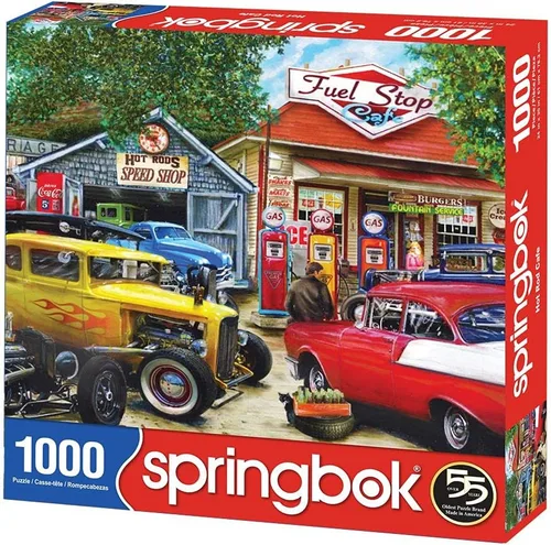 Vista 2 de Springbok 's - Rompecabezas de 1000 piezas Hot Rod Cafe, fabricado en Estados Unidos