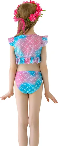Vista 4 de Wfundeals Conjunto de bikini de princesa para nadar con monoaleta para traje de baño cosplay cola de sirena
