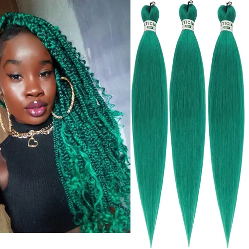 Vista 126 de Cabello trenzado para niños preestirado de 16 pulgadas, color negro para niños, trenzas sin nudos