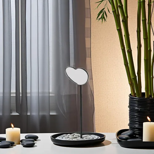 Vista 4 de Pssopp Espejo de extensión de pestañas, espejos de maquillaje de pestañas, espejo de pestañas en forma de corazón, espejo de pestañas profesional