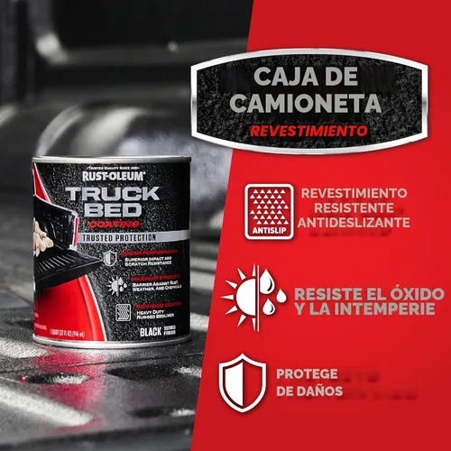 Vista 3 de Rust-Oleum 342668 - Revestimiento para caja de camioneta antióxido, 1 cuarto de galón, color negro