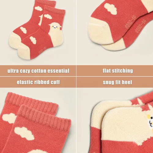 Vista 19 de Aisyee Calcetines de algodón para niños, calcetines sin costuras para niños, calcetines coloridos de cuarto de punto, paquete de 6