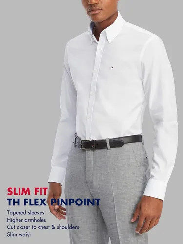 Vista 5 de Tommy Hilfiger Camisa de vestir para hombre Slim Fit Stretch Twill