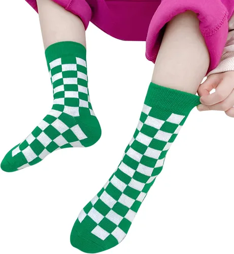 Vista 5 de Calcetines tobilleros de algodón a cuadros para niñas y niños pequeños unisex