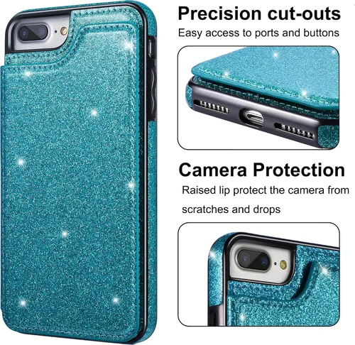 Vista 4 de Funda de piel tipo cartera para iPhone con (dos cierres magnéticos), (ranuras para tarjetas) función atril