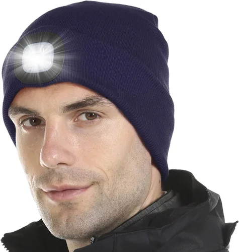 Vista 29 de Tutuko Gorro unisex con luz, gorro LED recargable por USB, sombrero LED con linterna, regalos para hombres, mujeres, papá