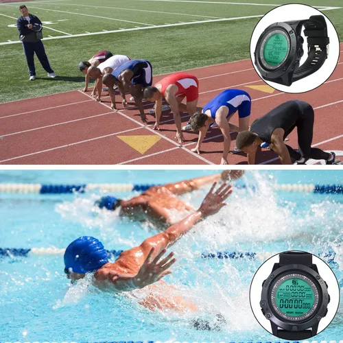 Vista 3 de Reloj de árbitro deportivo de fútbol, entrenador de fútbol, temporizador de árbitro con hebilla de acero inoxidable y silbato de árbitro con agarre