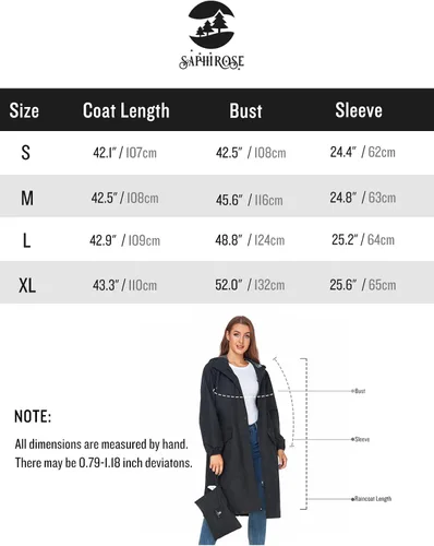 Vista 6 de SaphiRose - Impermeable largo con capucha para mujer