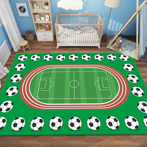 Vista 2 de Alfombra de campo deportivo, 3 x 4 pies, fondo de campo de fútbol americano, decoración del hogar, para sala de estar, dormitorio, habitación