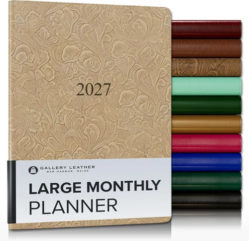 Vista 24 de Gallery Leather Agenda mensual grande 2026-2027 Acadia Navy