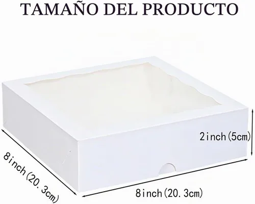 Vista 7 de RomanticBaking 15 cajas de panadería de 8 x 8 x 2 pulgadas con ventana, cajas de galletas cubiertas de chocolate, caja de fresas para panadería