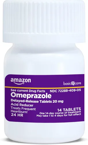 Vista 4 de Amazon Basic Care Omeprazol Comprimidos de liberación retardada de 20 mg, reductor de ácido, 14 unidades (el embalaje puede variar)