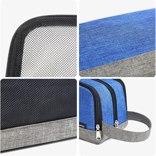 Vista 5 de Yeiotsy Neceser de viaje para hombre – Color Clash Dopp Kit con bolsillos de malla, organizador de afeitado duradero para gimnasio, camping y viajes