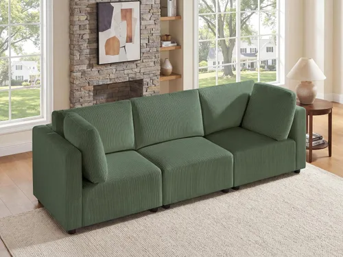 Vista 29 de Sofá biplaza de 66.9 pulgadas, sofá cama modular convertible de 2 plazas de pana, moderno juego de sofá combinado gratuito para sala de estar y Beige