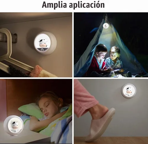 Vista 9 de AIMILAR Luz nocturna, luz recargable con sensor de movimiento con brillo ajustable y 3 opciones de montaje, luces nocturnas ideales para niños