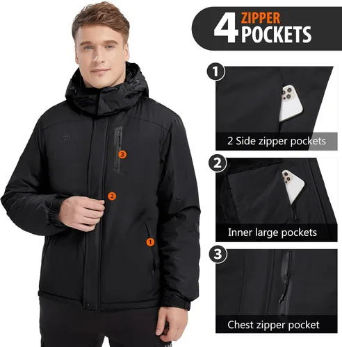 Vista 4 de GOLDEN CAMEL Men's Winter Jacket Windproof Ski Snow Jacket Waterproof Thicken Parka Rain Jacket Warm Puffer Coat